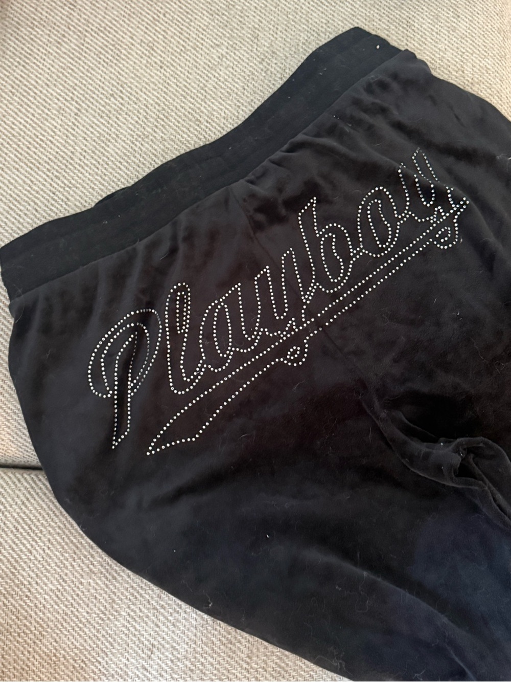 Playboy Bunny Rhinestone Drawstring Straight Leg Sweatpants